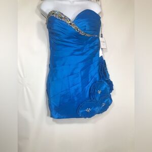 COLORS DRESS Bejeweled Blue Short Cocktail Homecoming Prom Dress Size 12
